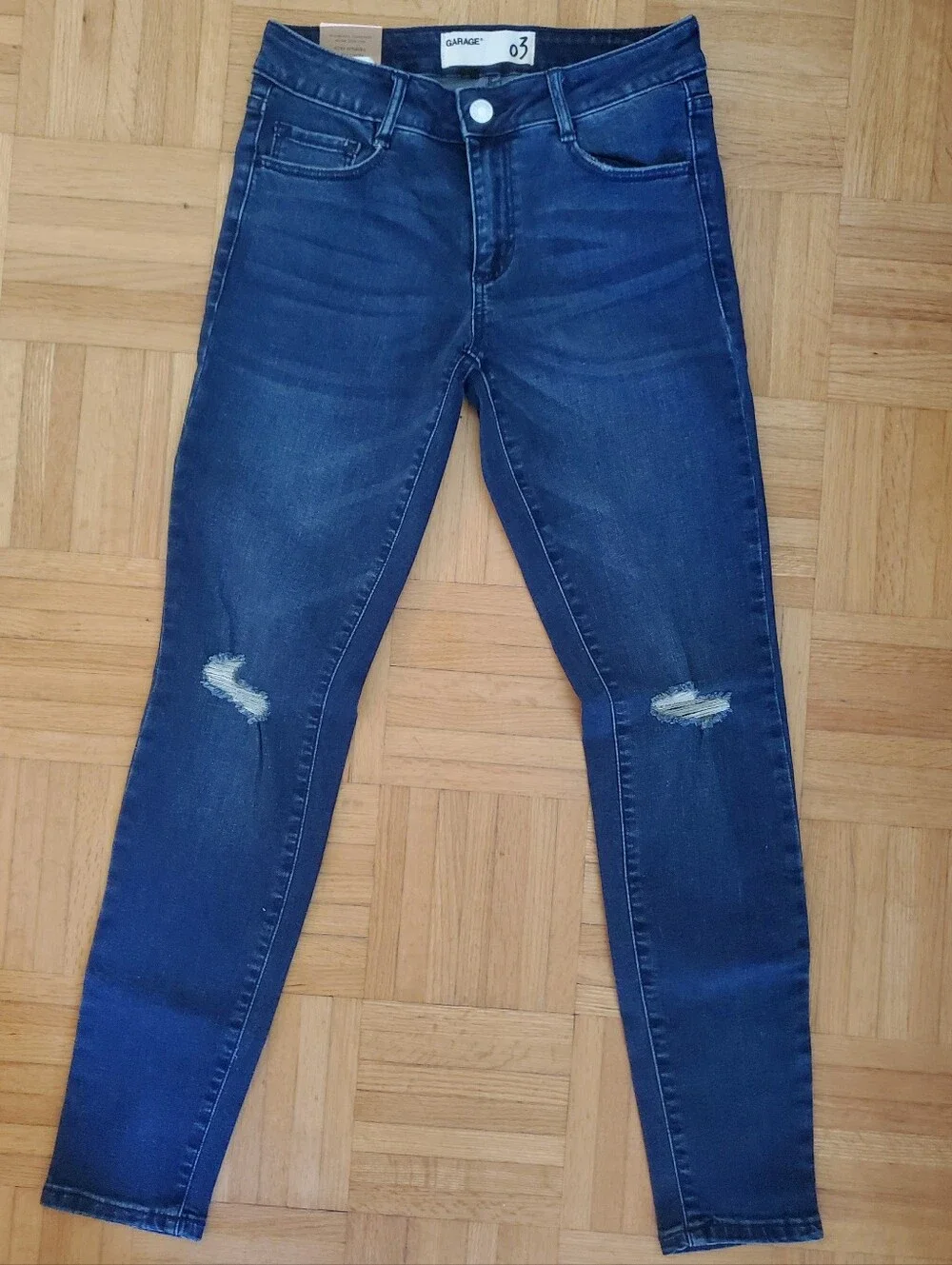 Garage Mid-Rise Ripped Skinny Jeans NWT - Dark Blue - - Picture 1 of 4